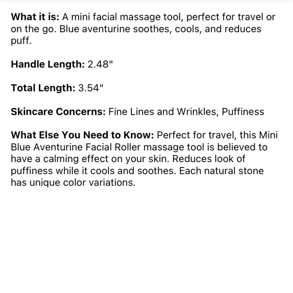 Sephora Mini Blue Aventurine De-puffing Facial Roller Tool - Picture 5 of 6